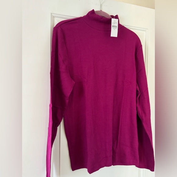 🍁2/$15 LOFT Women's Ribbed Mockneck Top, NWT - Picture 2 of 4